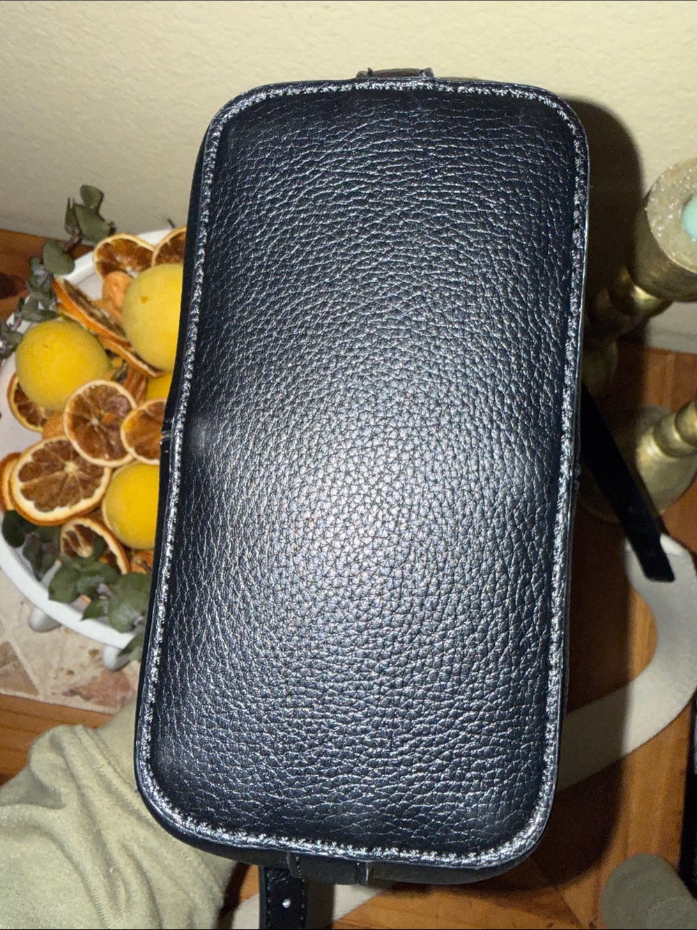 Zara Black Leather Bucket Crossbody Bag with Canvas Strap - Picture 5 of 5